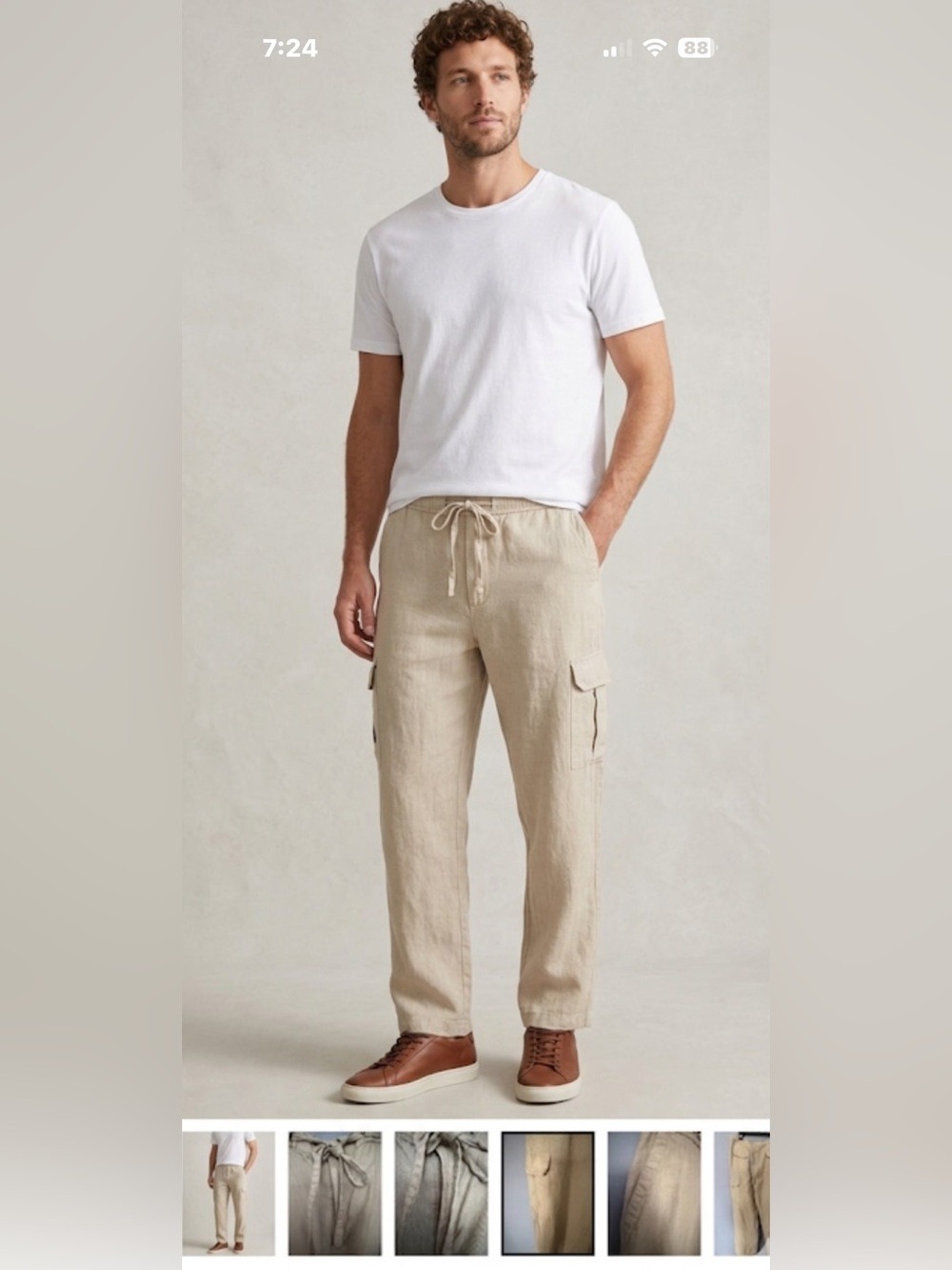 Claiborne Men’s 100% Linen Relaxed Fit Cargo Pants - Large